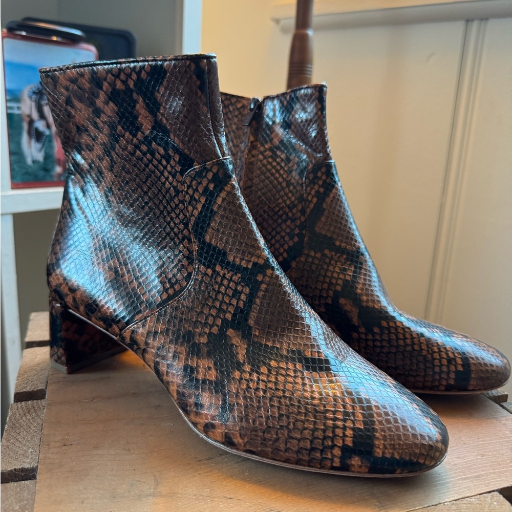 Loeffler Randall Brown Python Leather Ankle Boots… - image 3